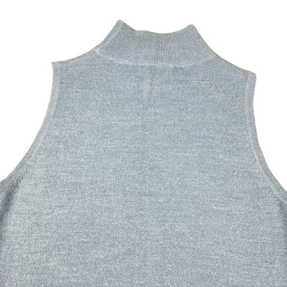 Sleeveless Light Blue Metallic Mock Turtleneck Sweater Dressbarn Size M JJ1823 - Picture 5 of 7